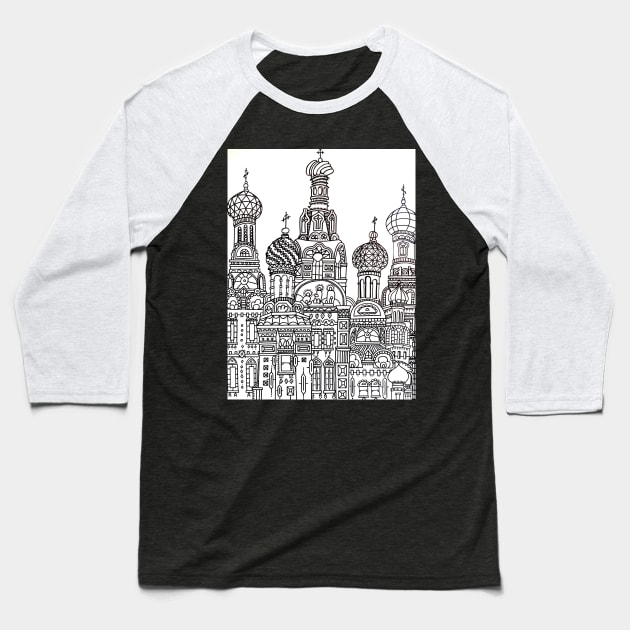 Russian Buildings Baseball T-Shirt by Ideacircus